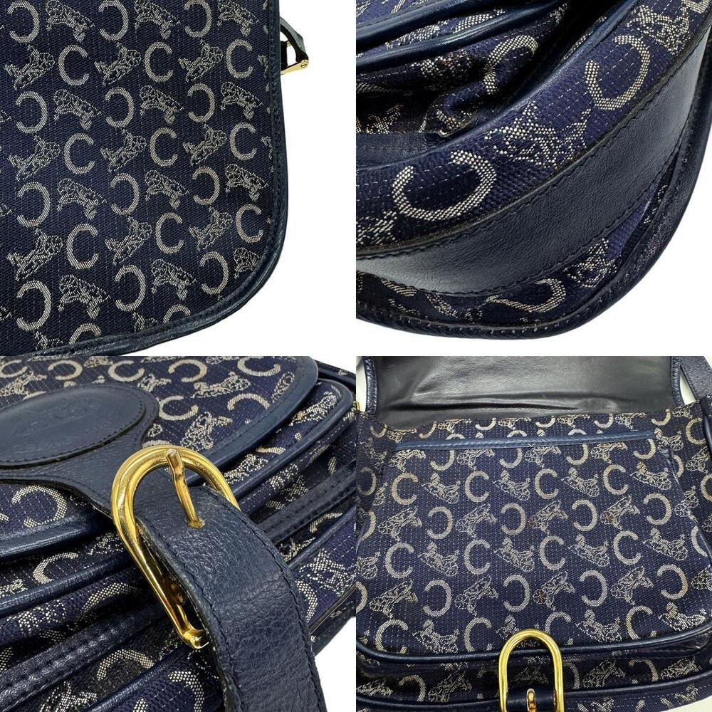 Celine Shoulder Bag Canvas Leather Navy Blue - Picture 4 of 4